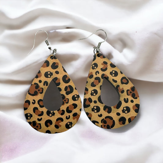 Leopard Skull Dangle Earrings